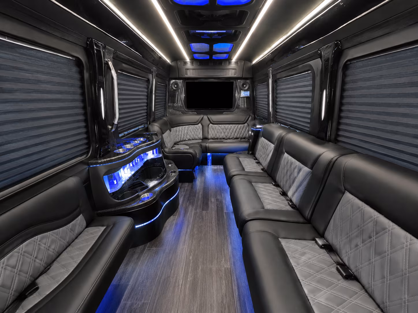whittier 30 passenger party bus inside
